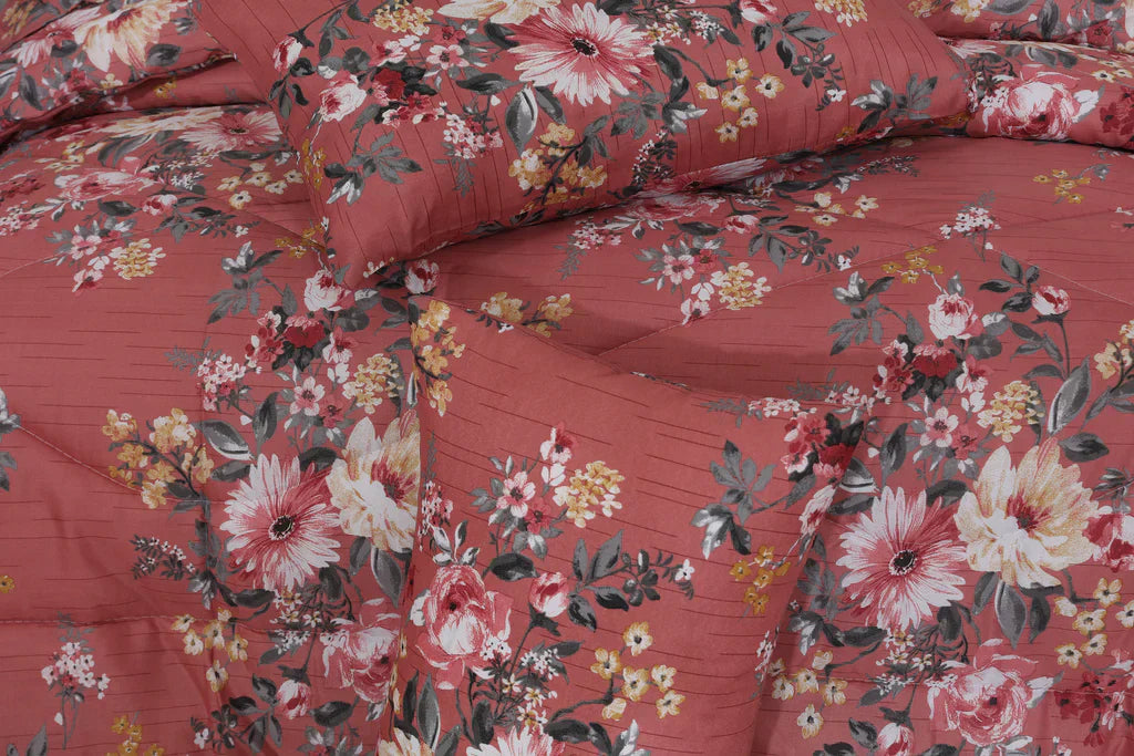 Double Bed 6 pc Winter Razai Set (Heavy Filling) RZ-Hit Pink