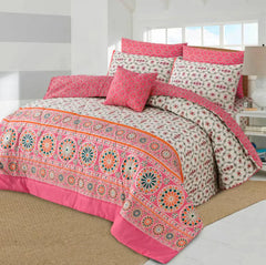 Pink S.G Double Bed 6 pc Winter Razai Set (Heavy Filling) DZ-37
