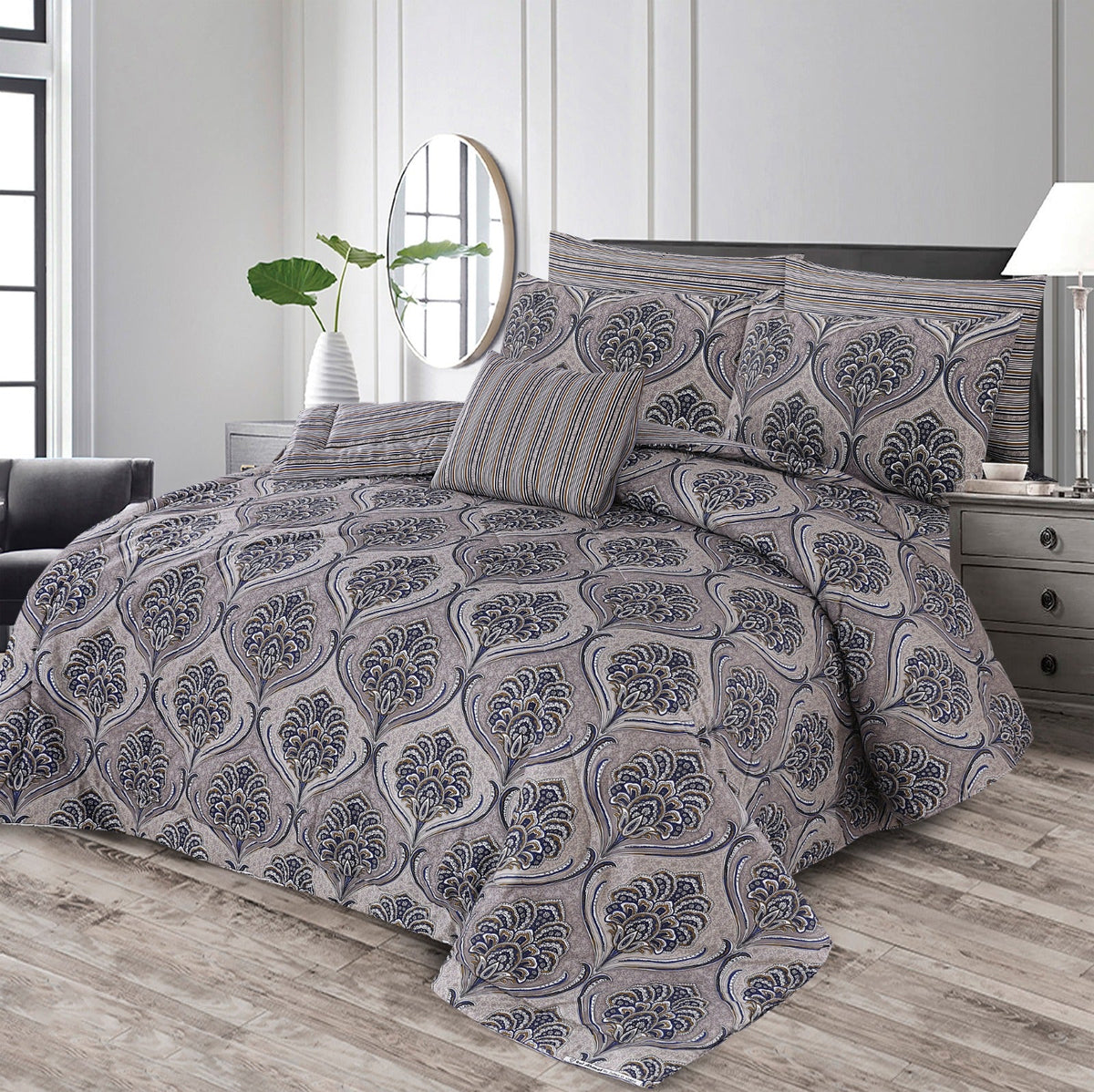 7 Pcs Comforter Set King Size Design KCC 045