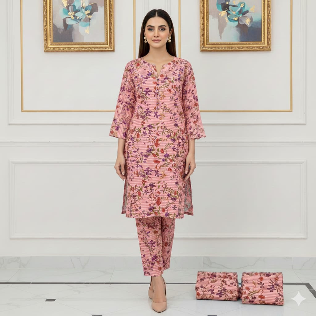 2 Pcs Unstitched Digital Print Suit J-0602