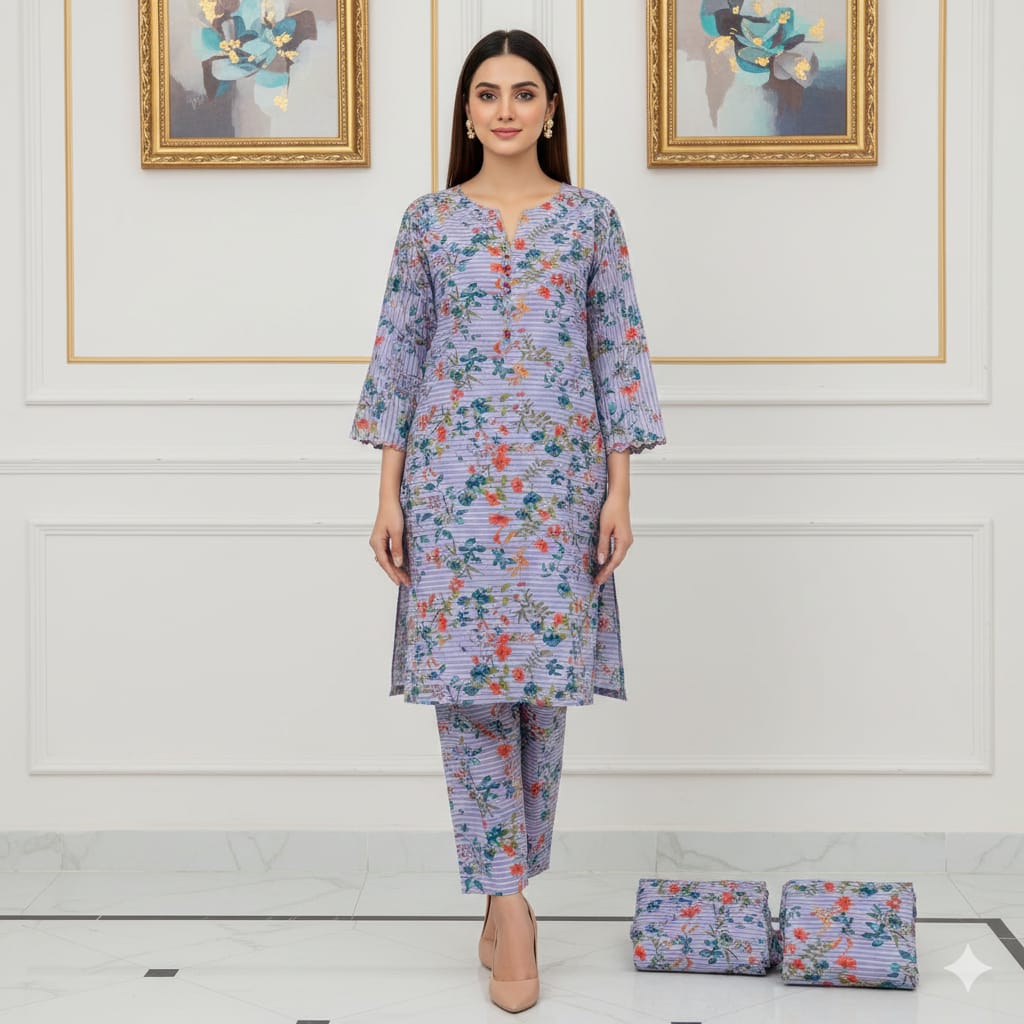 2 Pcs Unstitched Digital Print Suit J-0611