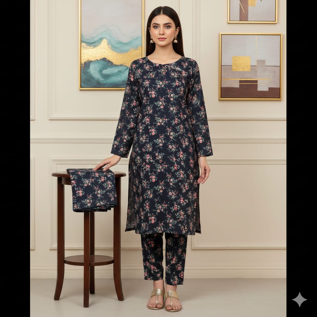 2 Pcs Unstitched Digital Print Suit J-059