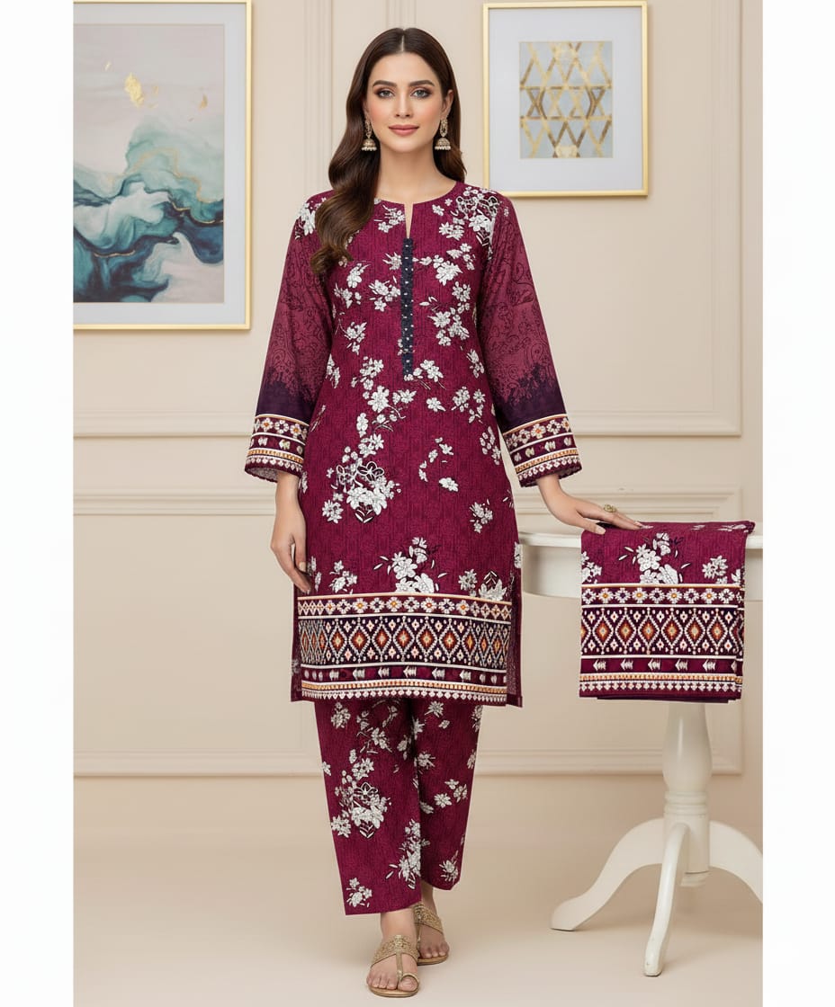 2 Pcs Unstitched Digital Print Suit J-049