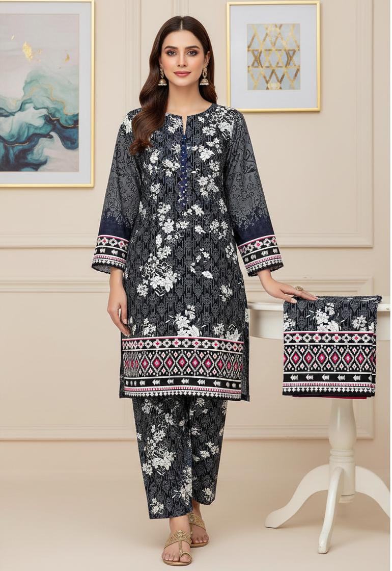 2 Pcs Unstitched Digital Print Suit J-047