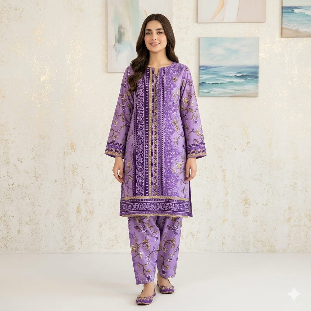 2 Pcs Unstitched Digital Print Suit J-2420