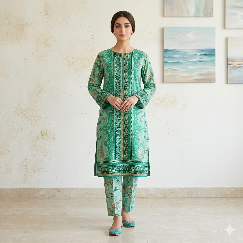 2 Pcs Unstitched Digital Print Suit J-2418
