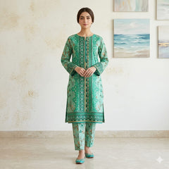 2 Pcs Unstitched Digital Print Suit J-2418