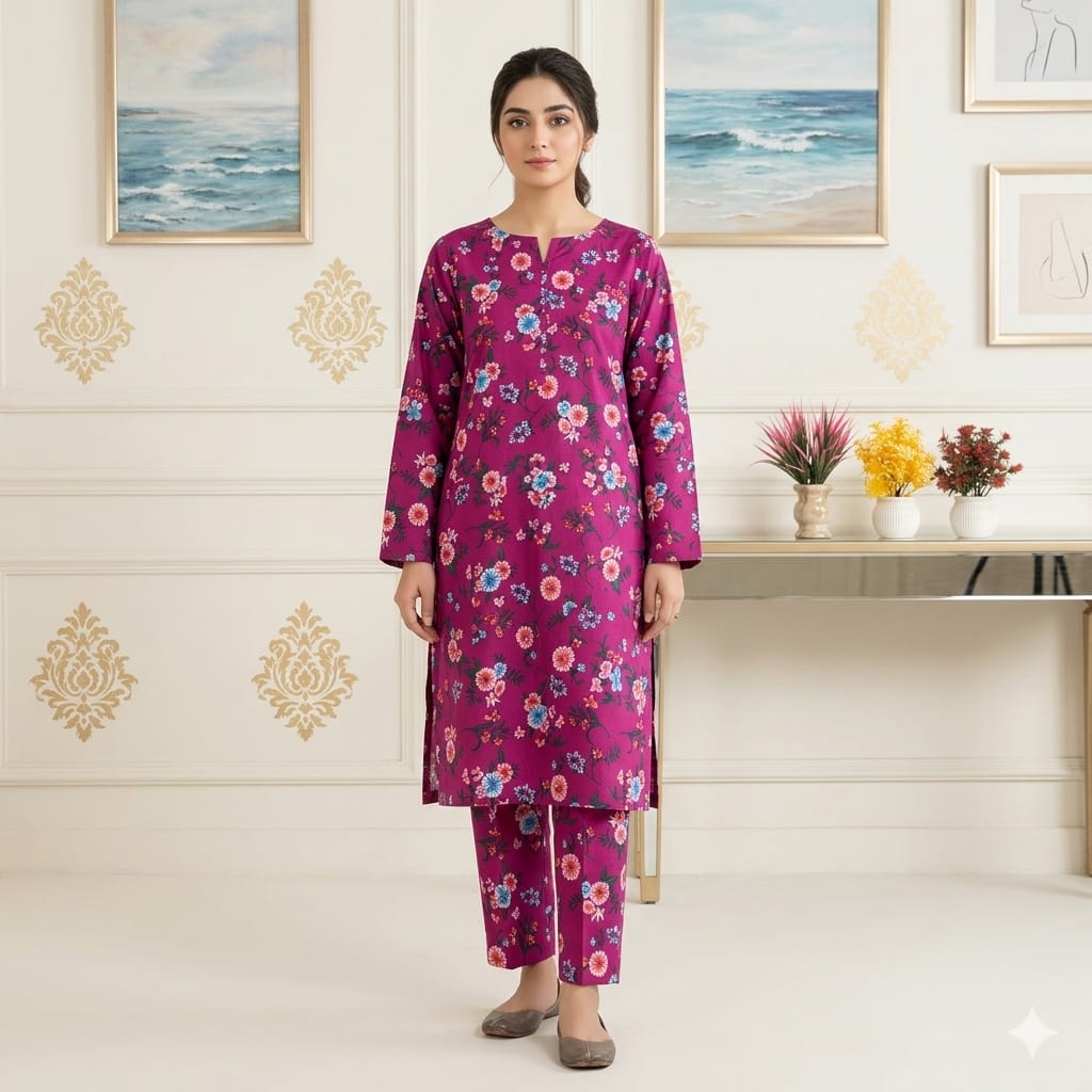 2 Pcs Unstitched Digital Print Suit J-2412