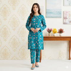 2 Pcs Unstitched Digital Print Suit J-2413