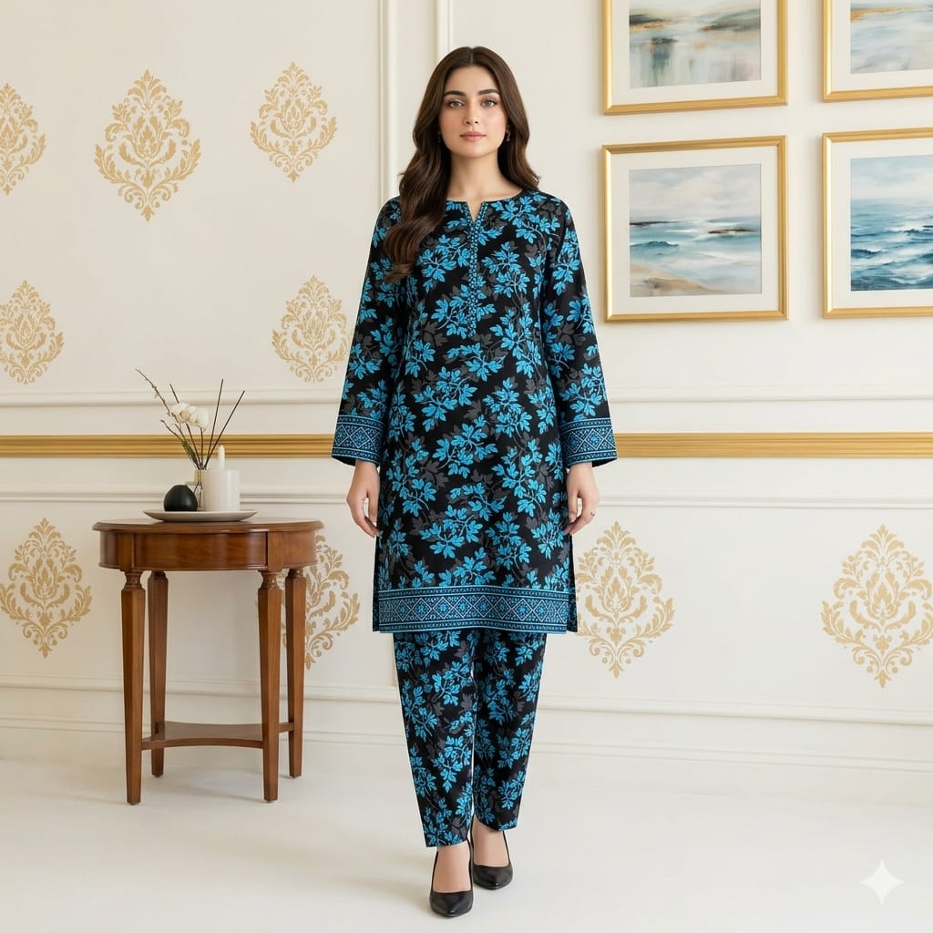 2 Pcs Unstitched Digital Print Suit J-2415